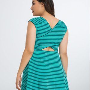 Teal / Black open back Torrid Skater Dress